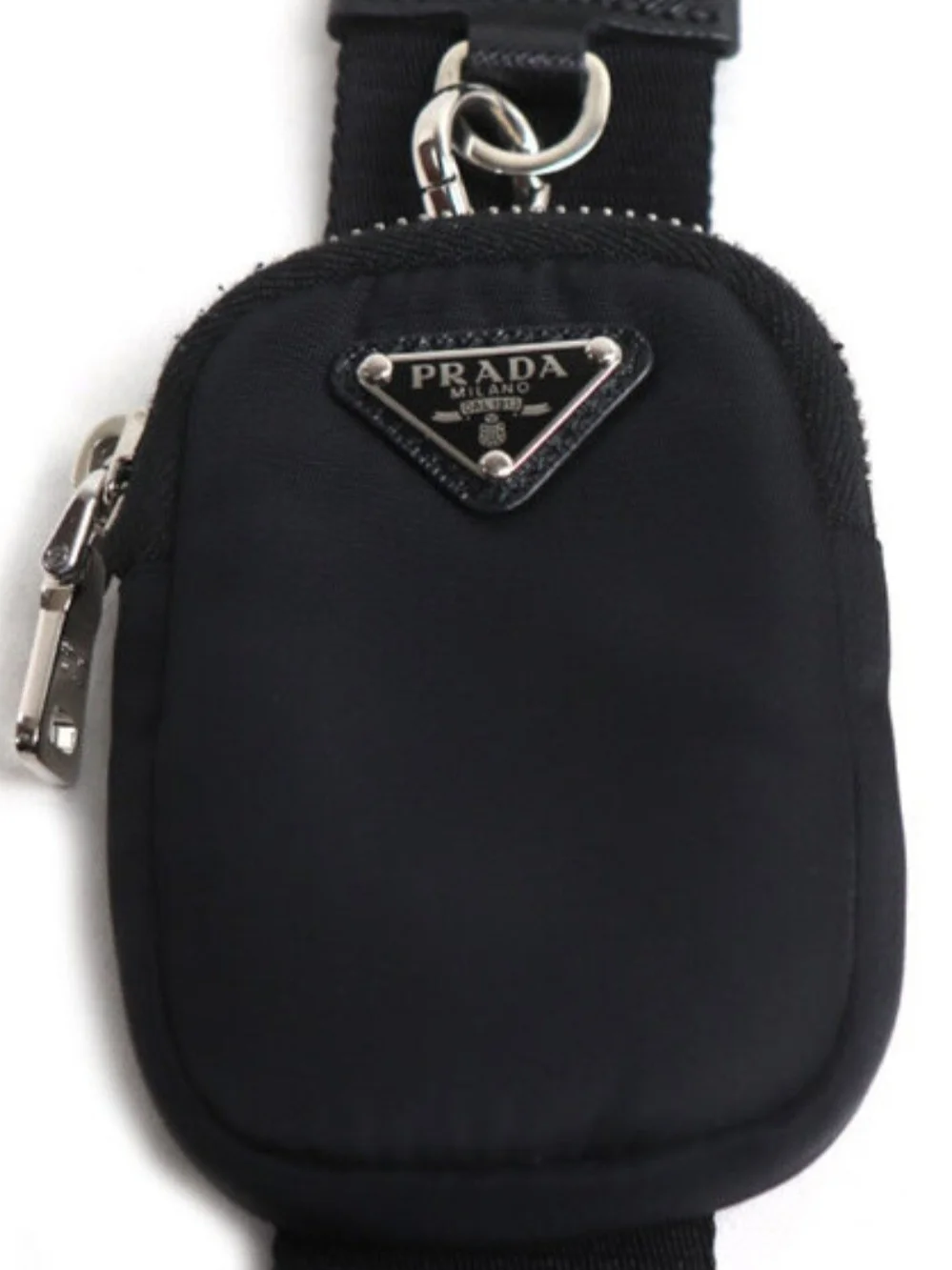 Black Nylon Shoulder Bag with Silver Chain and Pouch - Picture 3 of 3